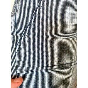 prAna Chino Shorts Striped Blue White Denim Button Pockets Size 8 Women